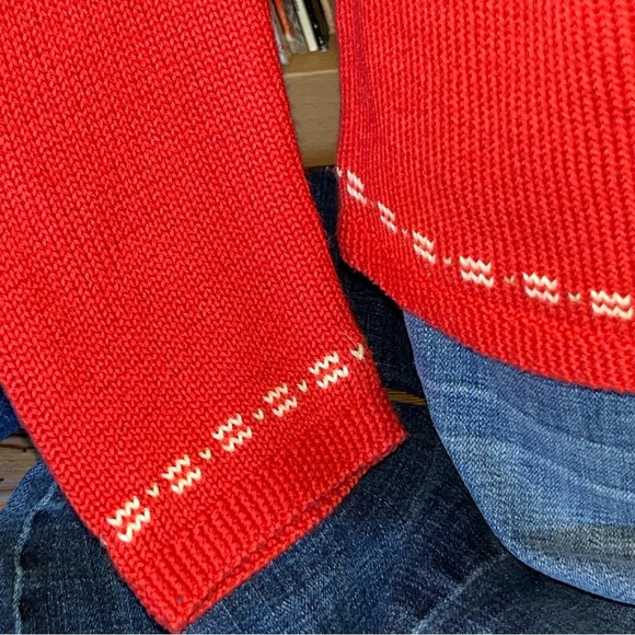 Lady Fairway Pullover Sweater Women’s S Red Hem Accent Knit V-Neck Soft - Picture 3 of 13